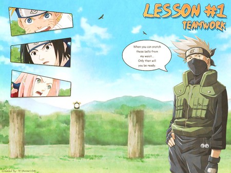 lesson 1 team work - team 7, sauke, sakura, naruto, kakashi