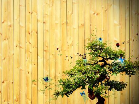 Petit butterflies(for Cherie) - petit, backfround, wallpaper, wood, butterfly, abstract, colours, insects, wall, blue, green, digital, tree, small, butterflies