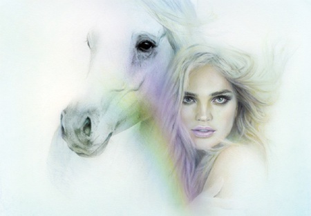 Bec Winnel Art - pretty, elegant, people, female, serene, fine art, rainbow, art, women, abstract, beautiful, girl, figure, digital art, scetch, bec winnel, horse, girls, cg, drawing, fantasy, woman, 3d, pastels