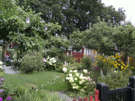 flowers,house,raimbow, garden - raimbow, flowers, house, garden