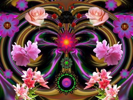 Spring Flows - eye candy, collage, 3d, fractal, abstract