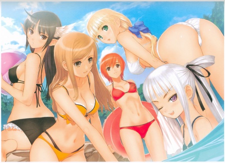 Beach vistit - beach, taka, girl, hot, bikini, anime, water, tony