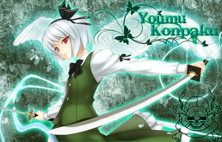 Konpaku - anime, silver, konpaku, girl, sword, hair