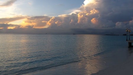 Sunset Beach - beach, ocean, sunset, clouds