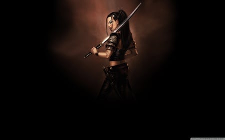 Samurai Sword - sword, fantasy, 2560x1600, painting, girl, hd, samurai