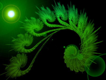 Fractals - fractals, designs, green, lights