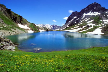 Lake - lakes, nature, mountains, grass