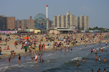 Coney Island - water, people, beach, coney island, brooklyn