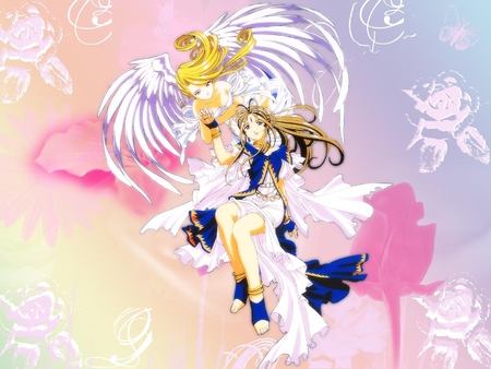 belldandy and her spirits - belldandy, spirit, fly, help