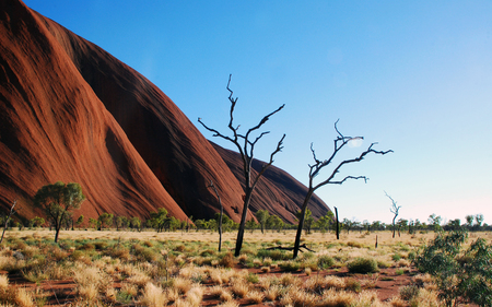 Uluru Ayers Rock - skies, nature, blue, beautiful, deserts, clear, shrubs, day