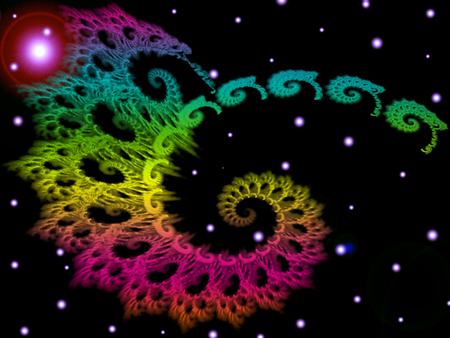 Colourful Fractal - fractals, flares, colours, lights