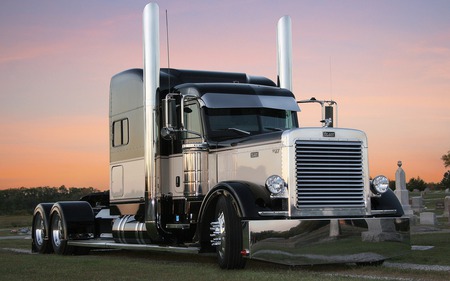 Kustom Pete With Ten Inch Stacks - peterbilt, semi, 18wheeler, big rig