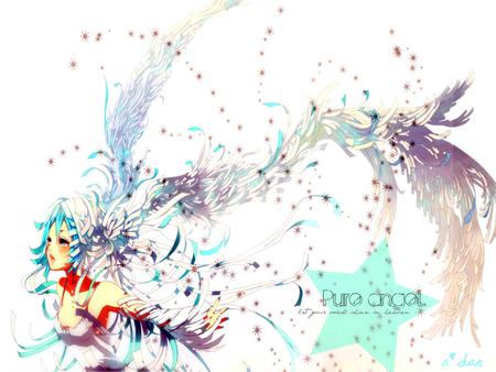 Pure Angel - pretty, artistic, angel, pure, nice, angeloid, program, digital art, beauty, virtual, drawing, white, wings, cute, feathers, song, vocaloid, anime, twintail, dress, hatsune miku, music, aqua, red, art, idol, anime girl, beautiful, singer, girl, cool, white dress, black, miku, awesome, diva, painting, digital, hatsune, vocaloids