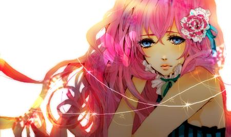 Megurine Luka - virtual, vocaloids, song, megurine, singer, megurine luka, cool, pink, awesome, flowers, vocaloid, anime, blue, sunlight, tears, black, cute, beautiful, girl, anime girl, crying, white, pink hair, light, luka, magnet, program, aqua eyes, pretty, glow, beauty, sakura, sun, dress, diva, nice, idol, music