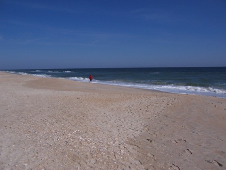 Lonely walk - nature, ocean, walk, man, water, sand, waves