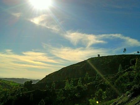 sun ray - beatiful, nature, clear, blue sky, mountain