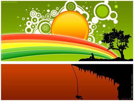 Destination: Happiness! - wallpaper, digital, cheerful, wall, collage, sun, climbing, rainbow, destination, colours, tree, happiness, man