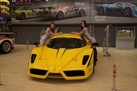 two girls - girls, cars, hot, ferrari