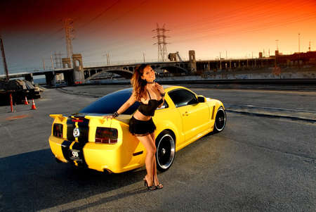 Mustang-Model - babe, ford, yellow, stripes