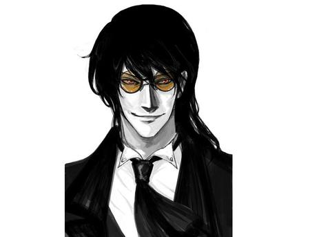 Alucard - dark hair, anime, darkness, dark, red eyes, alucard, vampire, black hair, hellsing