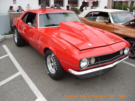 CLASSIC CAMARO - red, camaro, show, car, chevy, outside