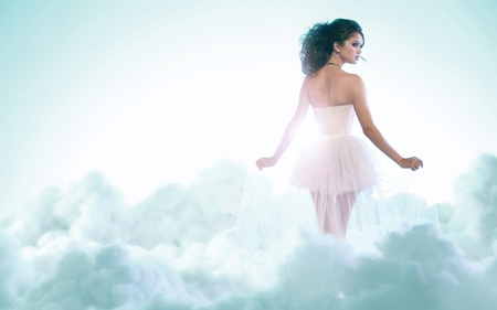 Angel - woman, angel, fantasy 3d, clouds, heaven, cg