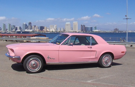 Pink Mustang - road, city, car, other