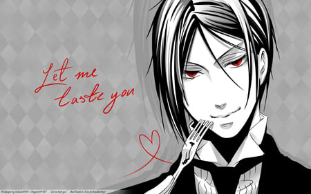 Let me taste you - taste, red eyes, handsome, sebastian michaelis, kuroshitsuji, sexy, anime, butler