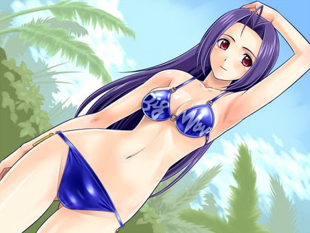 bikini idolmaster - purple hair, sexy, girl, bikini