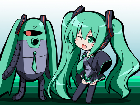 chibi hatsune miku - anime, girl, vocaloid, chibi