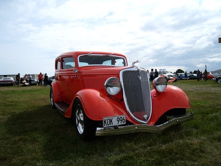 The Red One - grass, car, red, wheels