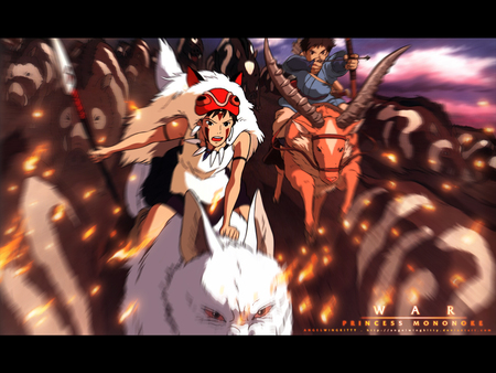 Princess Mononoke - wolf girl, gods, love, action, deamons