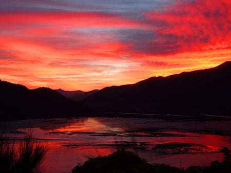 red sky - red, sky, clouds, dark, nature