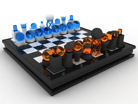 3d chess - table, chess, contrast, 3d