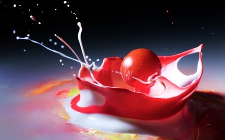 milkshake - cool, awesome, photo, shot, cherry, amazing, abstract, milk