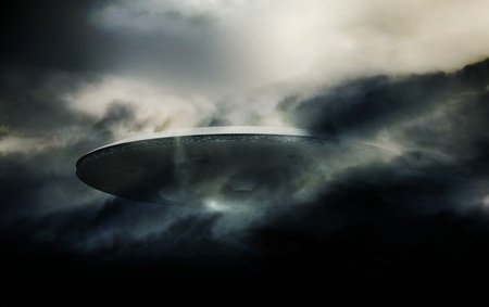 Hiding in the clouds - space, concept, ufo, ship, sci-fi, craft, speedpaint, alien, clouds, technology