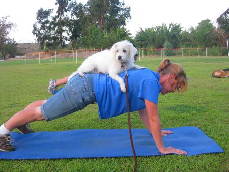 Along For The Ride - back, dog, exercise, woman