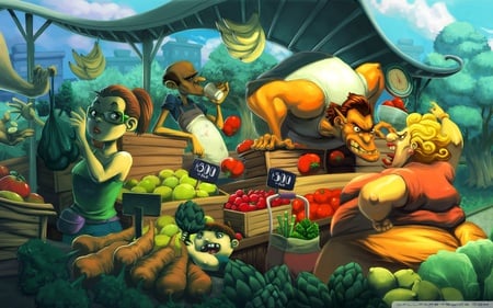 Market - animated, funny, hd, market, 1920x1200