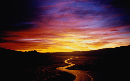 road to sunset - nature, sunset, sun, beauty