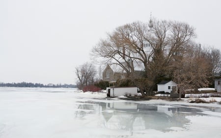 Ice and cold - season, ice, landscape, winter, image, wallpaper, nature, cold, wall, house, tree, photograph