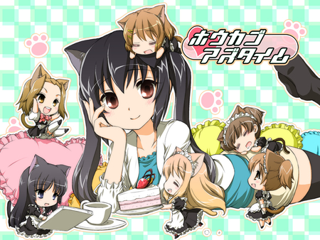 Cat workers - ears, sleep, workers, cat, girl, anime, little