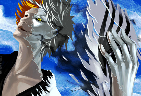 Ichigo Unmasked - anime, kurosaki, mask, bleach, oposite, ichigo, hollow, shinigami