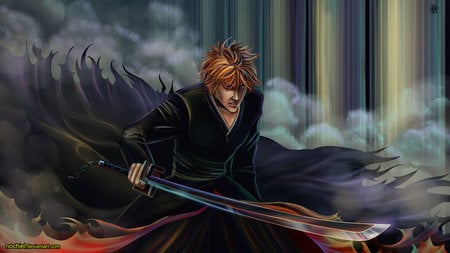 Ichigo - anime, kurosaki, zampaktou, sword, ichigo, darkness, shinigami, dark, black, bankai, bleach