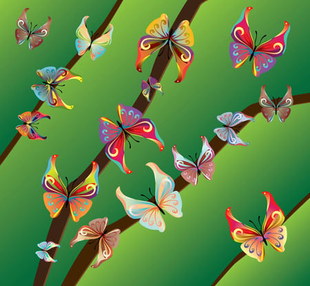 BEAUTIFUL BUTTERFLIES - style, butterflies, animals, vector