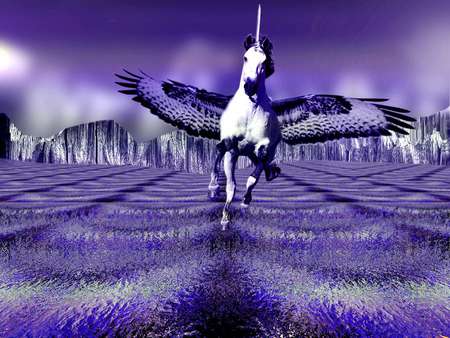 Pegasus Over Water - fantasy, pegasus, water, other