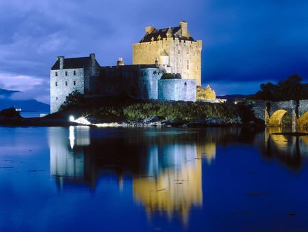 Scotland - Eilean Donan Castle At Night - eilean donan castle, scotland, castle