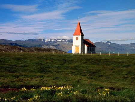 Untitled Wallpaper - church, icelandic vista