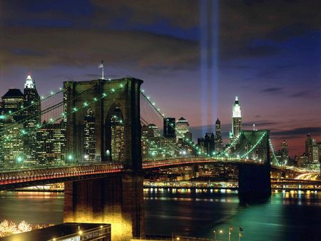 New York City Bridge - nyc, new york, modern, new york city, z, architecture, tribute in light