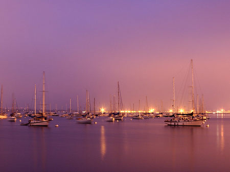 Sailboats at Sunrise - purple, sunrise