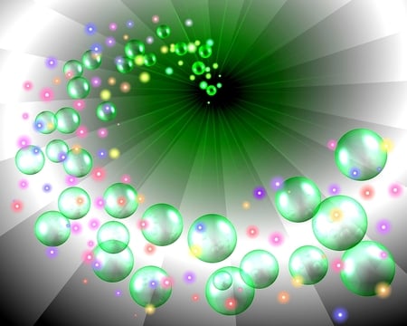 Escape in Green - abstract, 3d, green, fantasy, bubbles, photo shopped